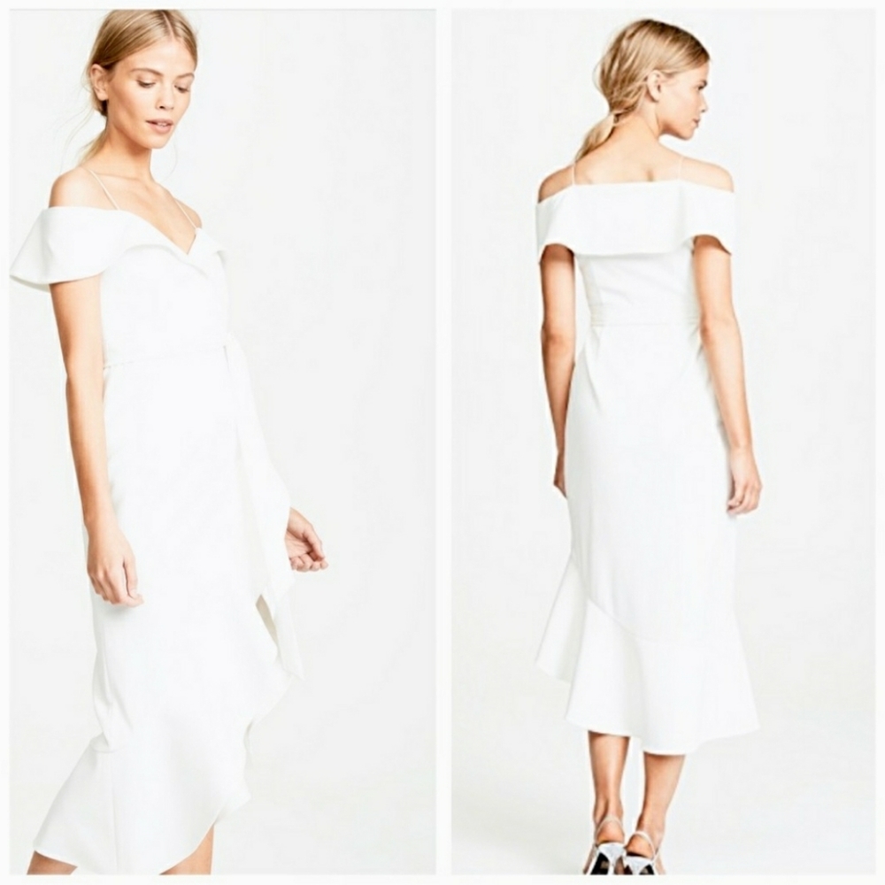 SOLD NWT Alice + Olivia Josie Off Shoulder Wrap Dress - Picture 3 of 16